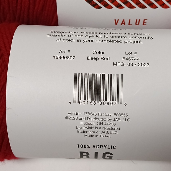 Big Twist Deep Red 4 Skein Yarn Bundle - Picture 5 of 6